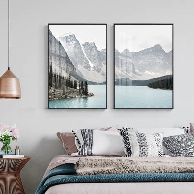 Northern Mountain Lake Landscape Wall Art Pictures For Bedroom Living Room Decor