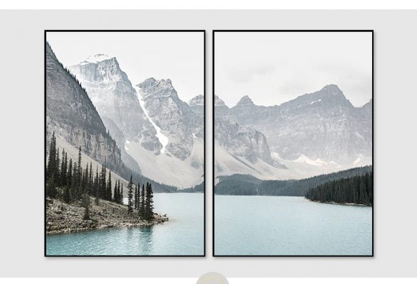 Northern Mountain Lake Landscape Wall Art Pictures For Bedroom Living Room Decor