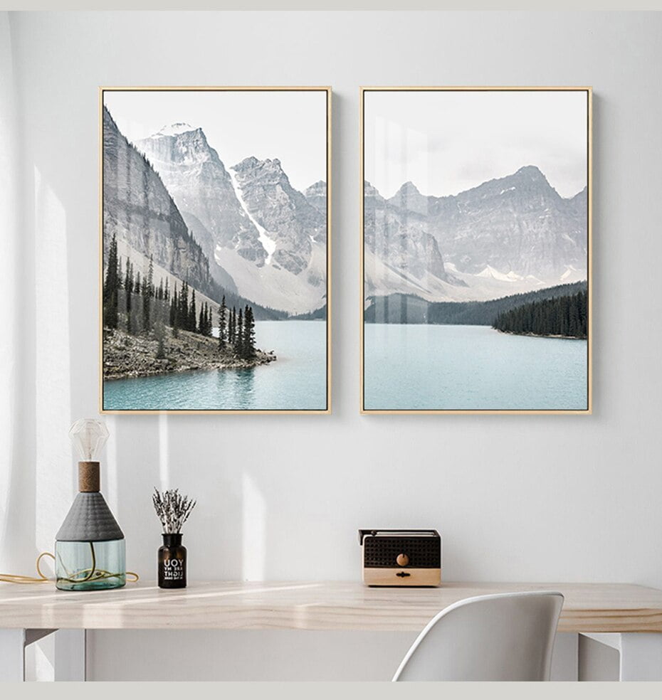 Northern Mountain Lake Landscape Wall Art Pictures For Bedroom Living Room Decor