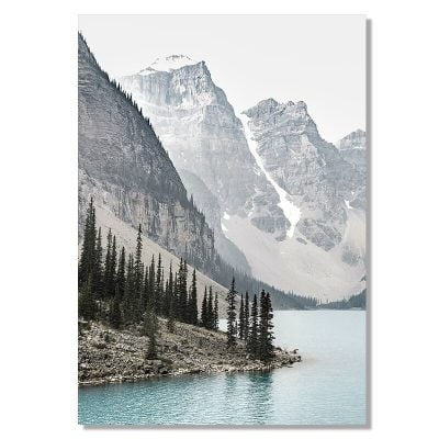 Northern Mountain Lake Landscape Wall Art Pictures For Bedroom Living Room Decor