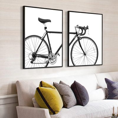 Old School Racer Cycling Wall Art Black & White Fine Art Canvas Prints For Home Office