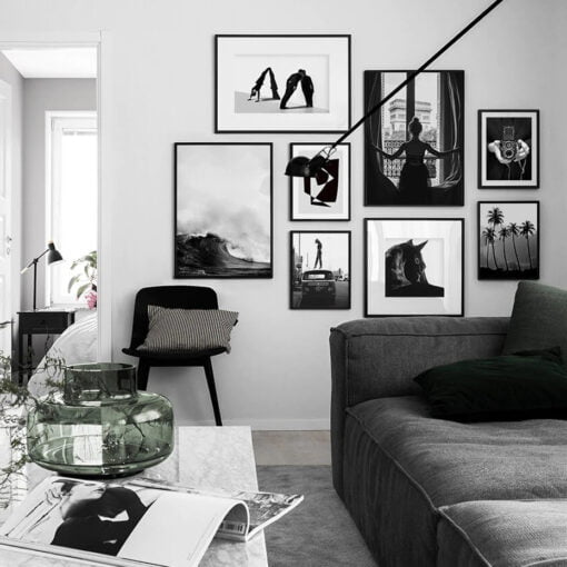 Paris Chic Black White Fashion Gallery Wall Art Pictures For Living Room Bedroom Art Decor