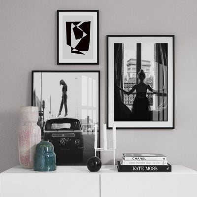 Paris Chic Black White Fashion Gallery Wall Art Pictures For Living Room Bedroom Art Decor