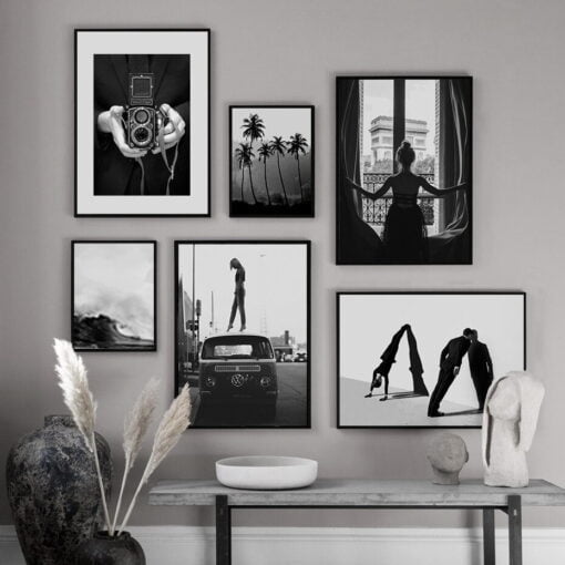 Paris Chic Black White Fashion Gallery Wall Art Pictures For Living Room Bedroom Art Decor