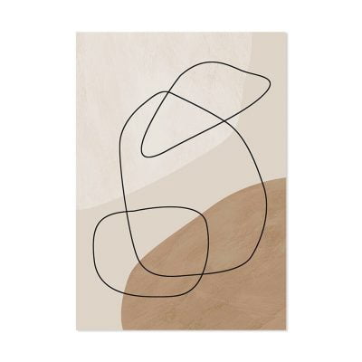 Peach Beige Abstract Mid Century Style Gallery Wall Art Pictures For Living Room Decor