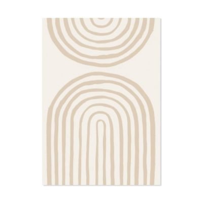 Peach Beige Abstract Mid Century Style Gallery Wall Art Pictures For Living Room Decor