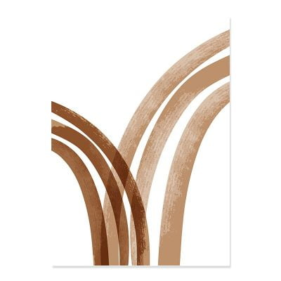 Peach Beige Abstract Mid Century Style Gallery Wall Art Pictures For Living Room Decor