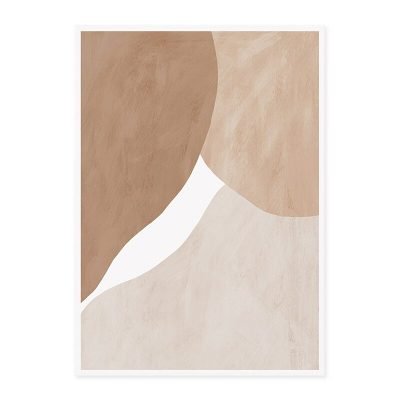 Peach Beige Abstract Mid Century Style Gallery Wall Art Pictures For Living Room Decor