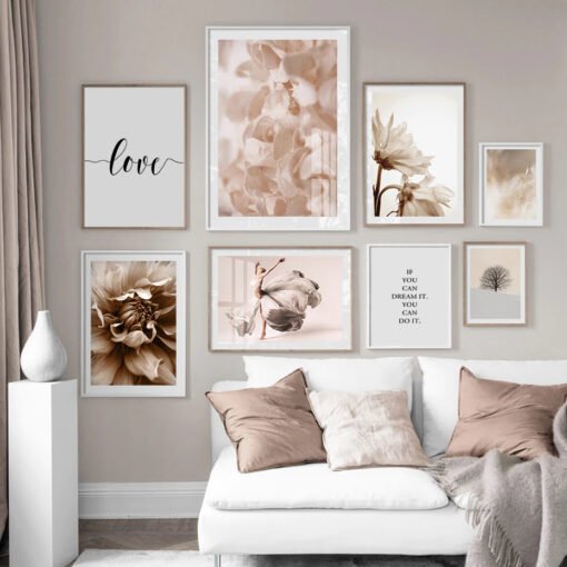 Peach Rose Bohemian Gallery Wall Art Fashion Pictures For Bedroom Living Room Decor