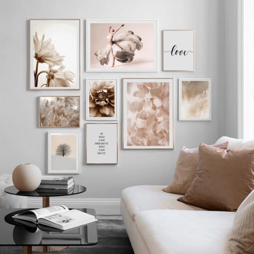 Peach Rose Bohemian Gallery Wall Art Fashion Pictures For Bedroom Living Room Decor