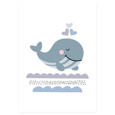 Personalized Rainbow Baby's Room Wall Art Lovely Whale Pictures For Nordic Nursery Decor