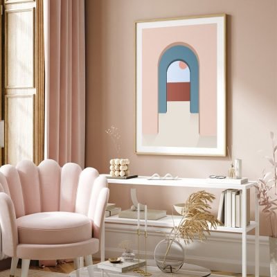 Pink Arches Modern Architectural Wall Art Pictures For Living Room Bedroom Home Office Decor