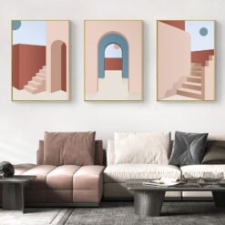 Pink Arches Modern Architectural Wall Art Pictures For Living Room Bedroom Home Office Decor