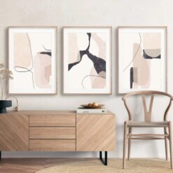 Pink Beige Marble Print Abstract Nordic Wall Art Pictures For Modern Bohemian Living Room