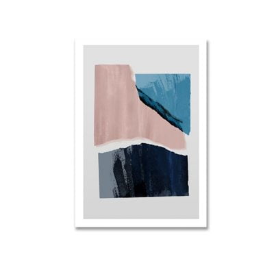 Pink Blue Gray Abstract Nordic Wall Art For Living Room Bedroom Home Art Decor
