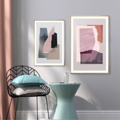 Pink Blue Gray Abstract Nordic Wall Art For Living Room Bedroom Home Art Decor