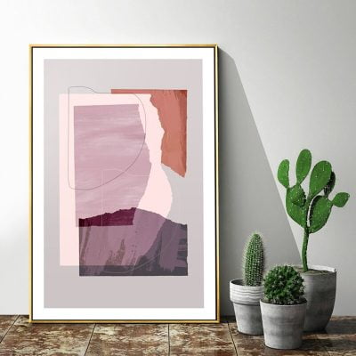 Pink Blue Gray Abstract Nordic Wall Art For Living Room Bedroom Home Art Decor