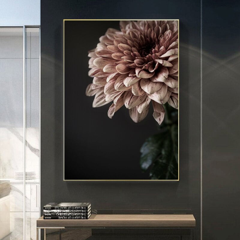 Pink Dahlia Pink Floral Wall Art Fine Art Canvas Prints Modern Botanical Pictures For Living Room