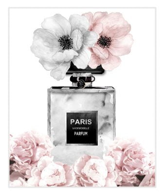 Pink Paris Fashion Makeup Wall Art Chic Floral Pictures For Living Room Bedroom Art Decor