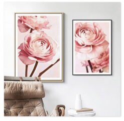 Pink Peony I Love You Modern Floral Wall Art Pictures For Living Room Bedroom Art Decor