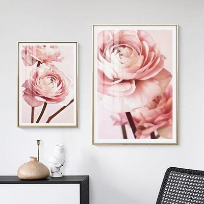 Pink Peony I Love You Modern Floral Wall Art Pictures For Living Room Bedroom Art Decor