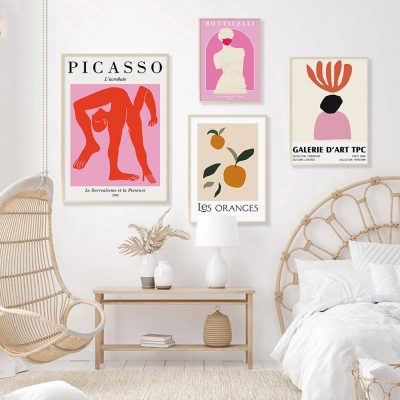 Pink Surrealism Classical Gallery Wall Art Fine Art Canvas Prints For Bedroom Living Room