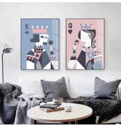 Poker King Queen Playing Cards Wall Art Modern Abstract Pictures For Dining Room Art Decor