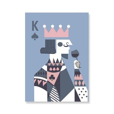 Poker King Queen Playing Cards Wall Art Modern Abstract Pictures For Dining Room Art Decor