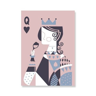 Poker King Queen Playing Cards Wall Art Modern Abstract Pictures For Dining Room Art Decor