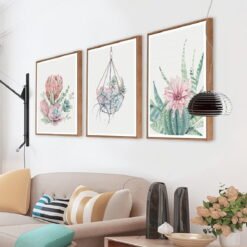 Pretty Succulents Cactus Flower Wall Art Botanical Pictures For Kitchen Living Room Decor