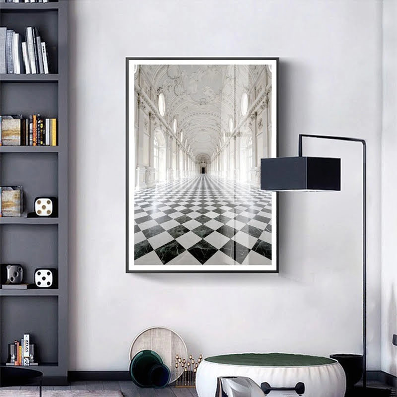 Royal Palace Classical Architectural Wall Art Black & White Picture For Home Office Decor