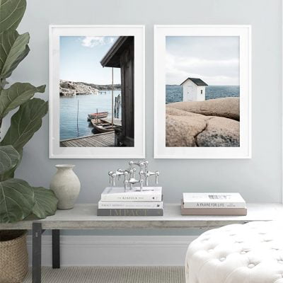 Scandinavian Island Landscape Wall Art Fine Art Canvas Prints For Modern Living Room Decor