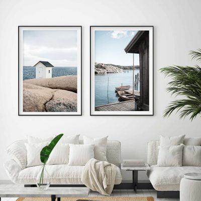 Scandinavian Island Landscape Wall Art Fine Art Canvas Prints For Modern Living Room Decor