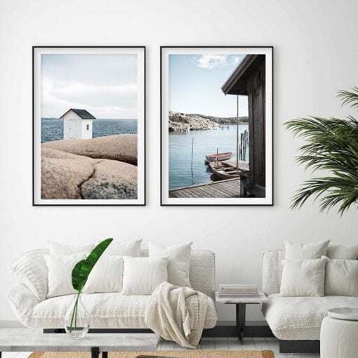 Scandinavian Island Landscape Wall Art Fine Art Canvas Prints For Modern Living Room Decor