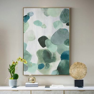 Shades Of Green Geomorphic Abstract Wall Art Pictures For Kitchen Living Room Home Decor