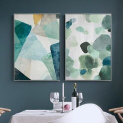 Shades Of Green Geomorphic Abstract Wall Art Pictures For Kitchen Living Room Home Decor