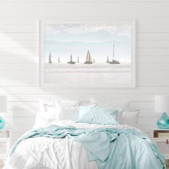 Summer Sailing Seascape Wall Art Modern Landscape Pictures For Living Room Home Office