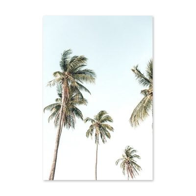 Sunny Beach Palm Tree Seascape Wall Art Modern Landscape Pictures For Living Room Decor
