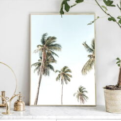 Sunny Beach Palm Tree Seascape Wall Art Modern Landscape Pictures For Living Room Decor