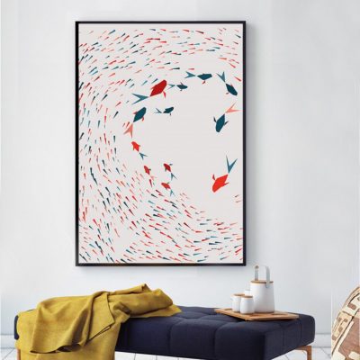 Swimming Gold Fish Swirls Wall Art Fine Art Canvas Prints Auspicious Pictures For Living Room