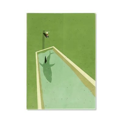 Swimming Pool Abstract Minimalist Wall Art Bold Color Pictures For Modern Apartment Decor