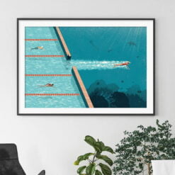 Swimming Pool Abstract Minimalist Wall Art Bold Color Pictures For Modern Apartment Decor