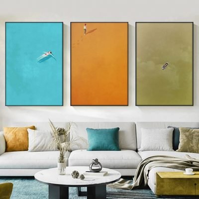 Swimming Pool Abstract Minimalist Wall Art Bold Color Pictures For Modern Apartment Decor