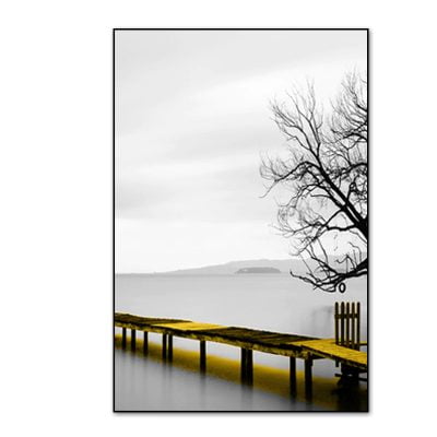 Tranquil Lakeside Black & White Wall Art Pictures Of Calm For Modern Home Office Decor