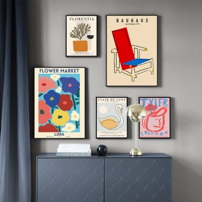 Vintage Abstract Art Exhibition Posters Wall Art Fine Art Canvas Prints For Living Room