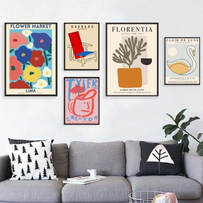 Vintage Abstract Art Exhibition Posters Wall Art Fine Art Canvas Prints For Living Room