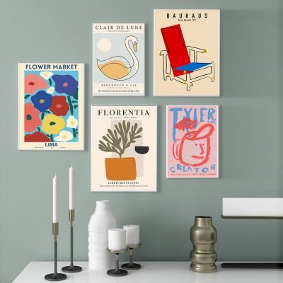 Vintage Abstract Art Exhibition Posters Wall Art Fine Art Canvas Prints For Living Room