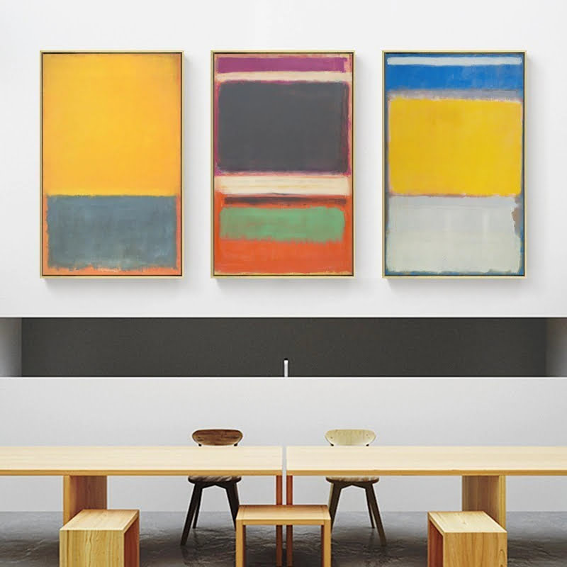 Vintage Color Block Abstract Wall Art Pictures For Living Room Home Office Interior Decor