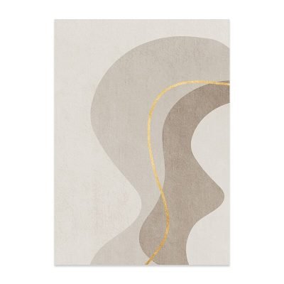 Wavy Beige Golden Lines Abstract Wall Art Fine Art Canvas Prints Modern For Living Room