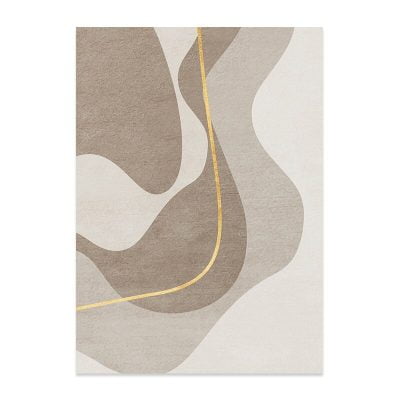 Wavy Beige Golden Lines Abstract Wall Art Fine Art Canvas Prints Modern For Living Room